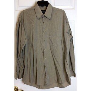 Perry Ellis Shirt Mens Sz 16 32/33 Portfolio Tan  Plaid LS Button Front #C26
